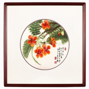 广绣《凤凰花》（花系列）68x68cm